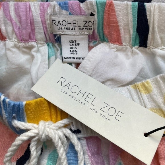 Rachel Zoe Linen Shorts Pastel Abstract Floral Pull-On Shorts Women’s Size Small - Picture 7 of 9